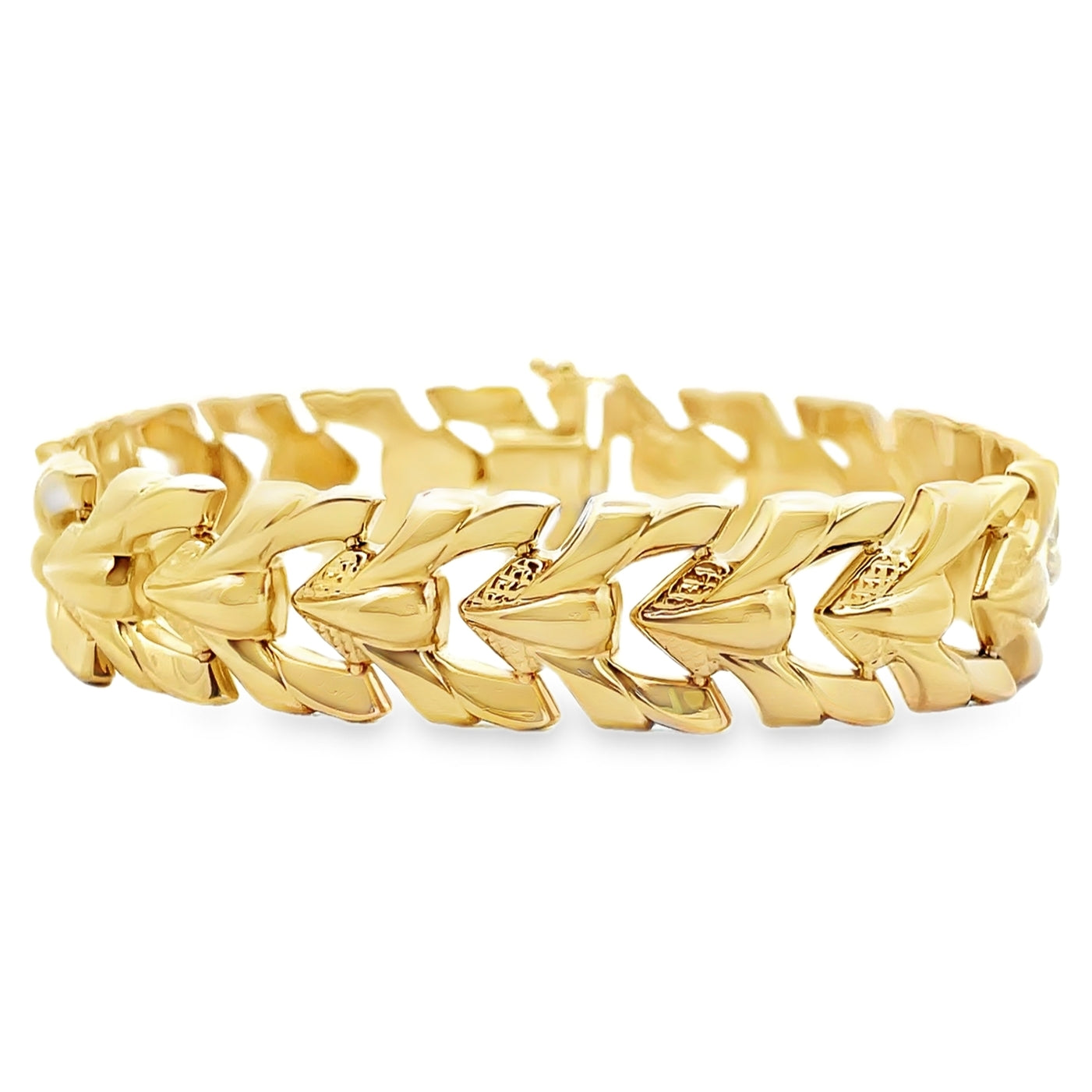 14K Yellow Gold 12.25mm Wide Hollow Bracelet