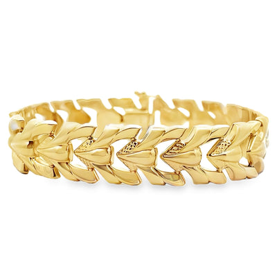 14K Yellow Gold 12.25mm Wide Hollow Bracelet