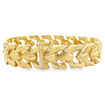 14K Yellow Gold 12.25mm Wide Hollow Bracelet