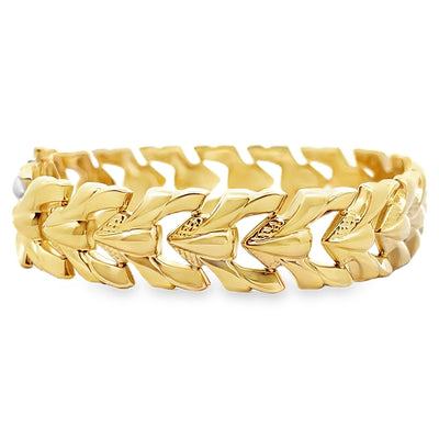 14K Yellow Gold 12.25mm Wide Hollow Bracelet