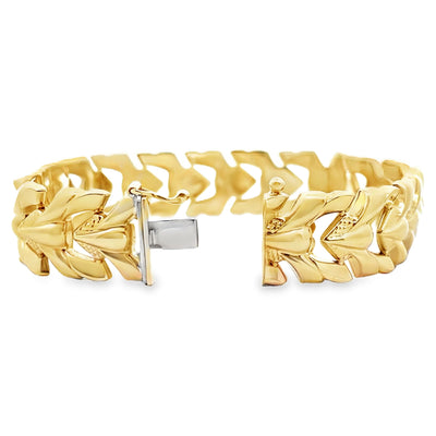 14K Yellow Gold 12.25mm Wide Hollow Bracelet