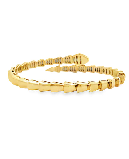 18K Yellow Gold Snake Bypass Bangle Bracelet