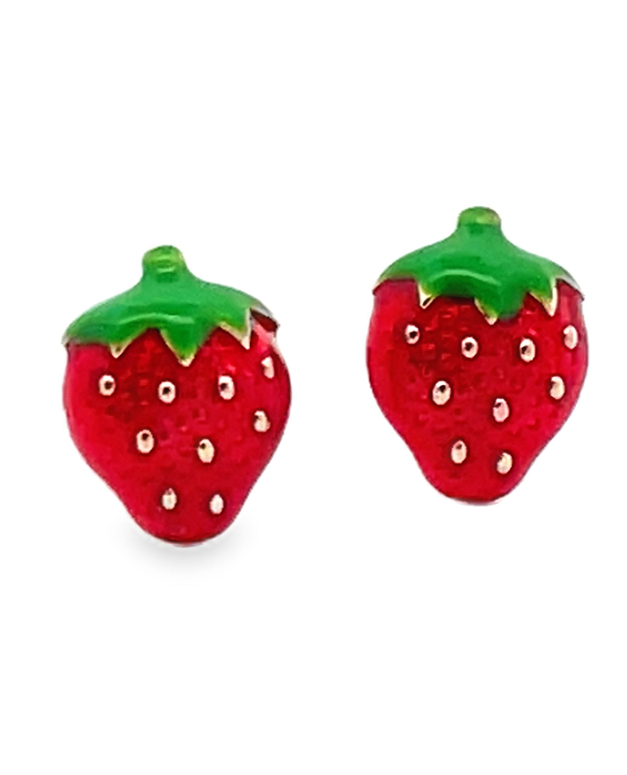 14K Yellow Gold Strawberry Stud Earrings