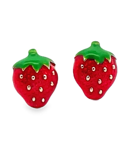 14K Yellow Gold Strawberry Stud Post Earrings with Screwbacks
