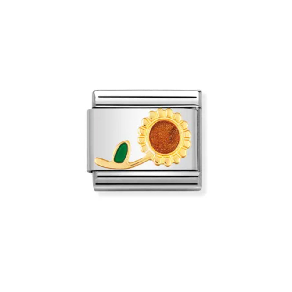 Nomination Composable Link 030214/26 Classic Nature Sunflower with Stem