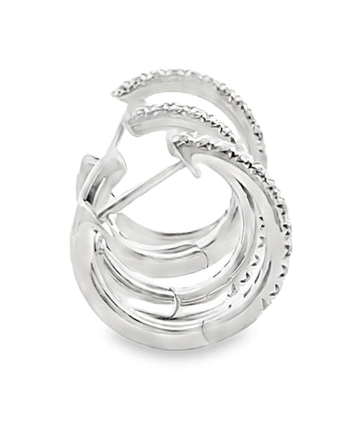 18K White Gold 0.38 Carat Diamond Mini Double Hoop Earrings