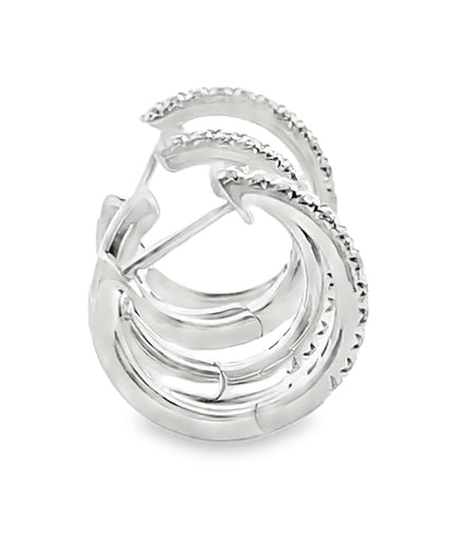 18K White Gold 0.38 Carat Diamond Mini Double Hoop Earrings