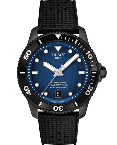 Tissot T120.807.37.041.00 Seastar 1000 Powermatic 80 Watch 40mm with Blue Dial and Black Case