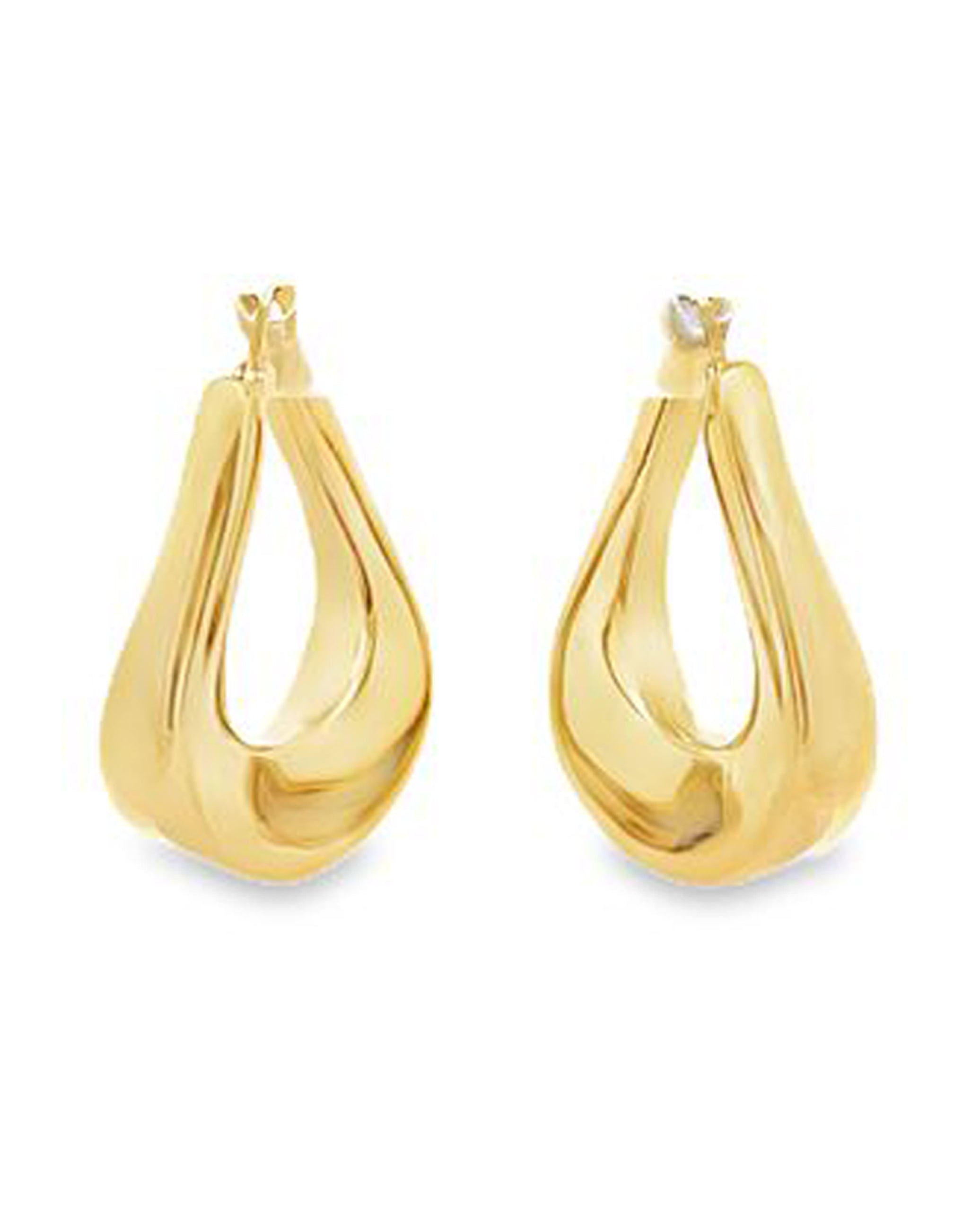 14K Yellow Gold Twisted Hollow Hoop Earrings