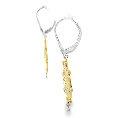 Meira T E10425/TY 14K Two Tone Gold Tribal Diamond Earrings