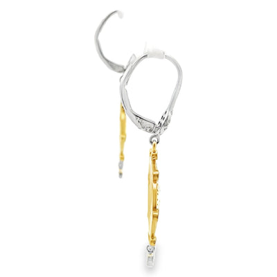 Meira T E10425/TY 14K Two Tone Gold Tribal Diamond Earrings