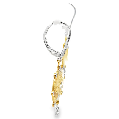 Meira T E10425/TY 14K Two Tone Gold Tribal Diamond Earrings