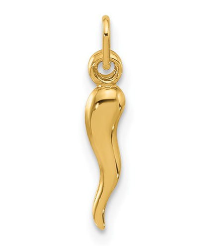 14K Yellow Gold Tiny Polished Italian Horn Pendant