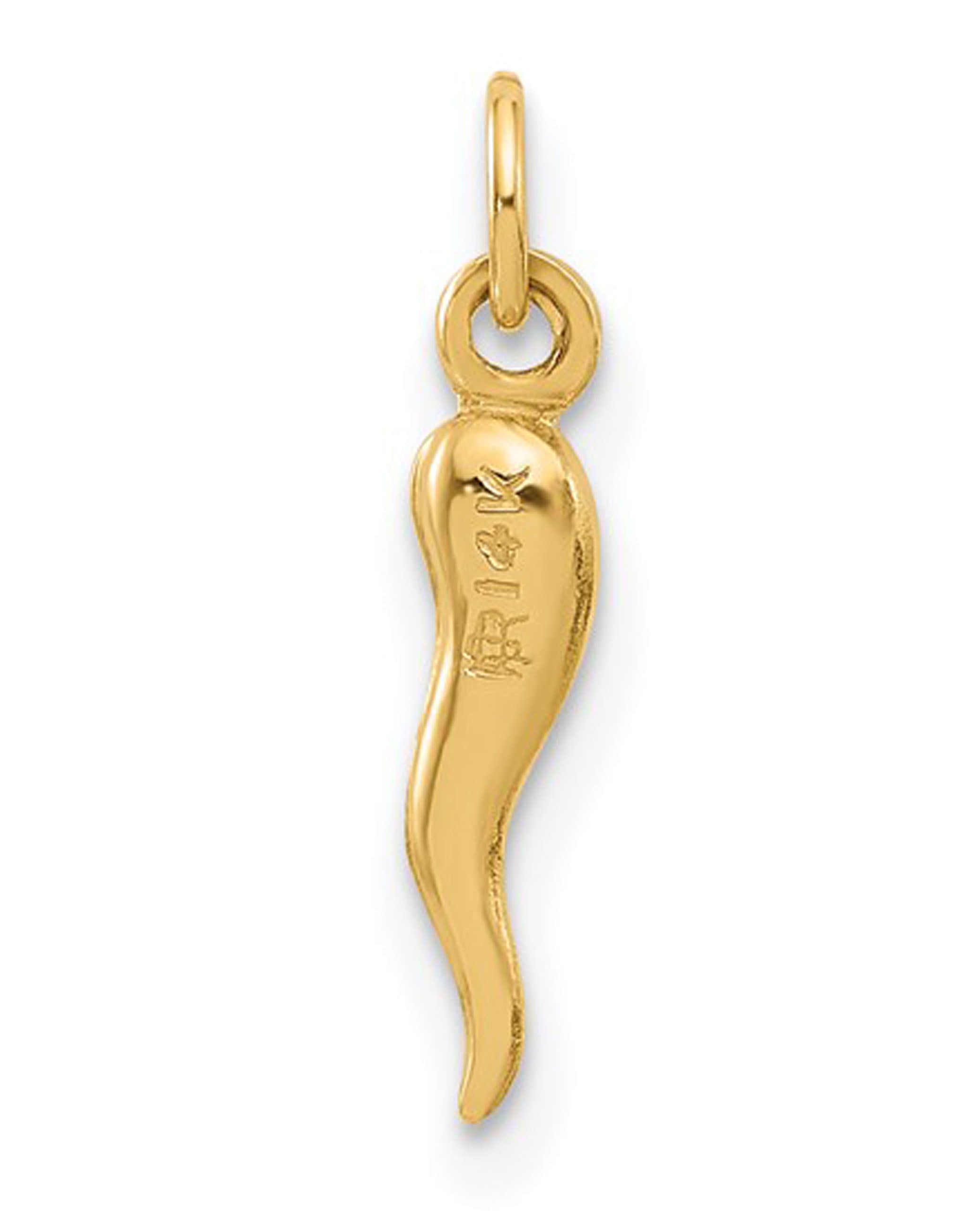 14K Yellow Gold Tiny Polished Italian Horn Pendant