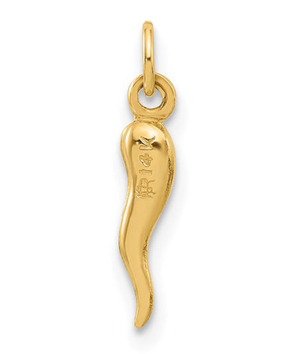 14K Yellow Gold Tiny Polished Italian Horn Pendant