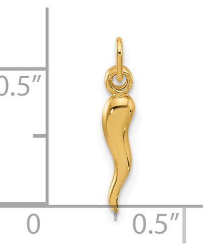 14K Yellow Gold Tiny Polished Italian Horn Pendant