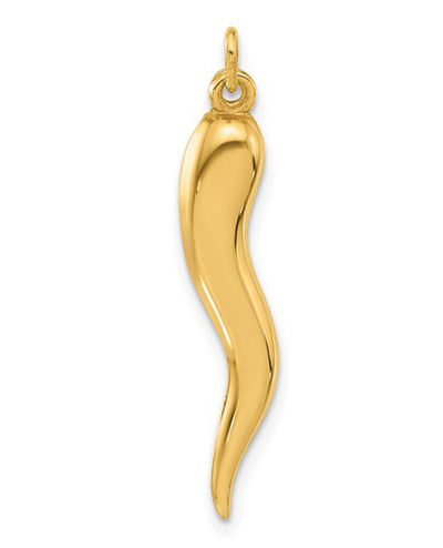 14K Yellow Gold Polished Italian Horn Pendant