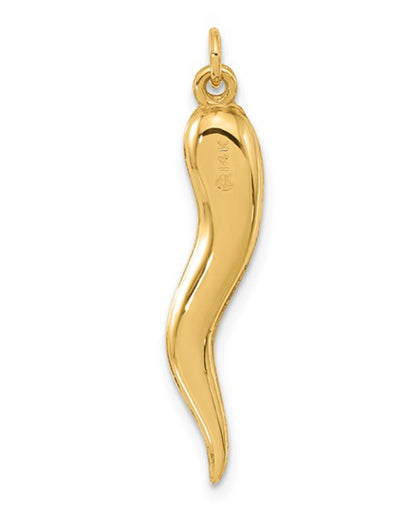 14K Yellow Gold Polished Italian Horn Pendant