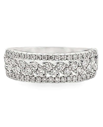 Zeghani ZR2457 14K White Gold Multi Row Diamond Ring