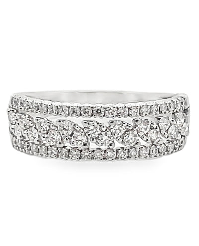 Zeghani ZR2457 14K White Gold Multi Row Diamond Ring 0.50 Carats