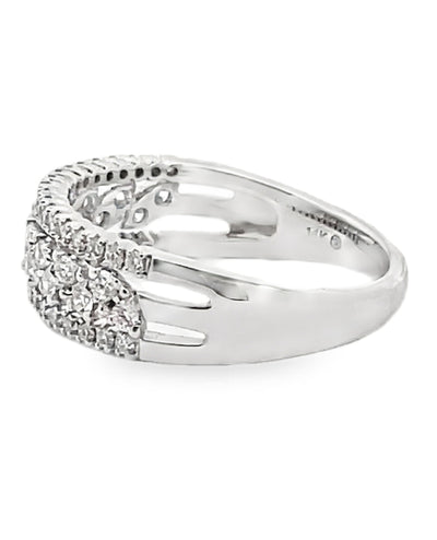 Zeghani ZR2457 14K White Gold Multi Row Diamond Ring 0.50 Carats