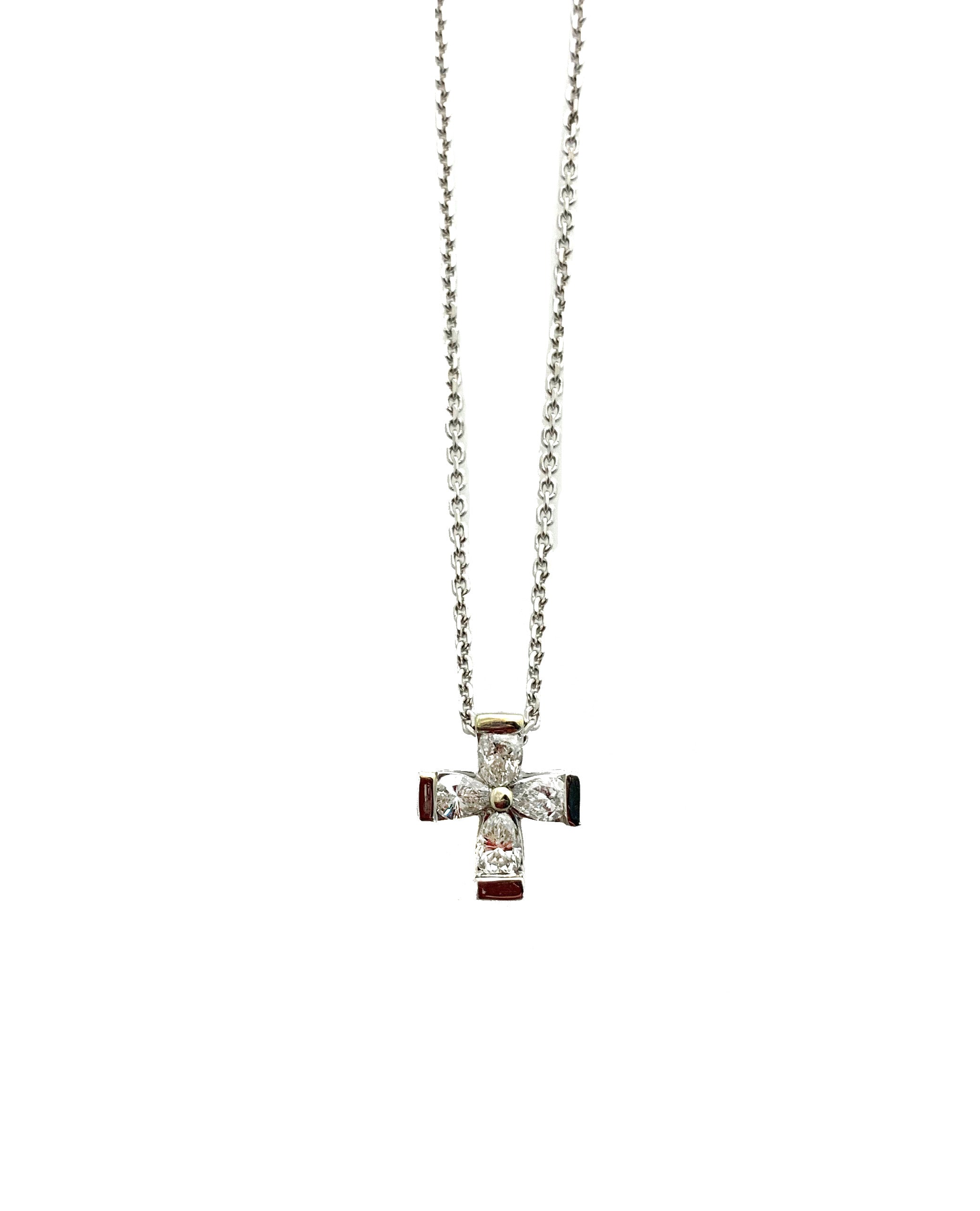 14K White Gold Diamond Cross