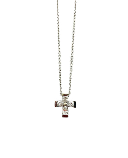 14K White Gold Diamond Cross