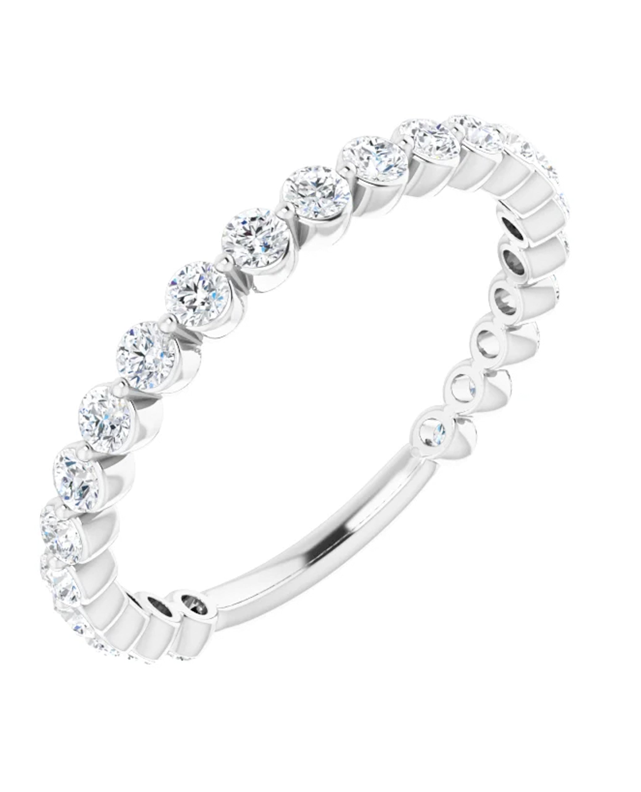 14K White Gold Single Prong Diamond Band