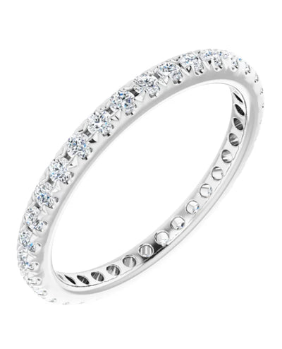 14K White Gold 2mm French Set Eternity Ring