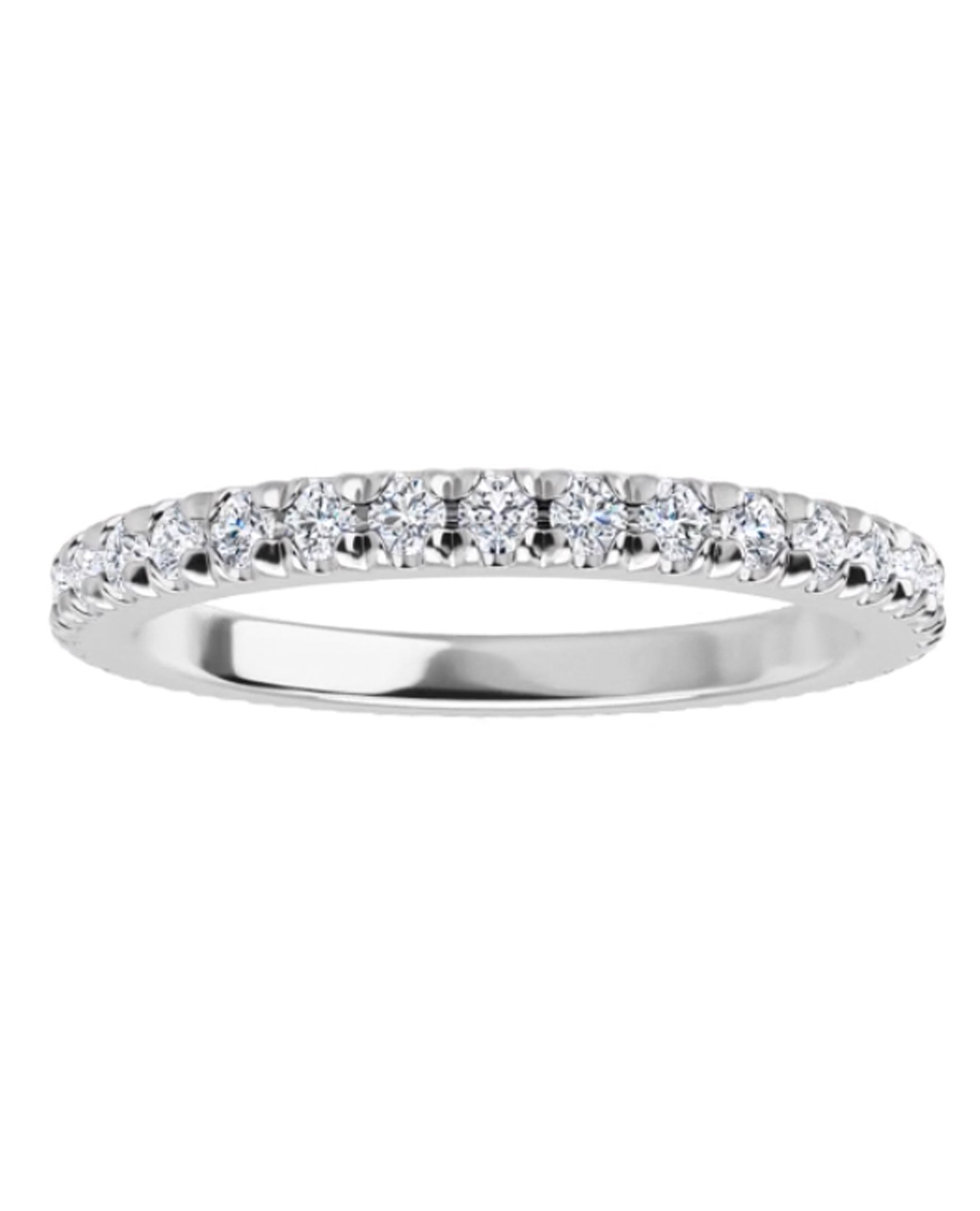 14K White Gold 2mm French Set Eternity Ring