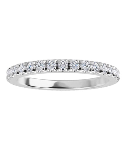 14K White Gold 2mm French Set Eternity Ring
