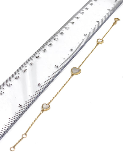 14K Yellow Gold Heart Bracelet with Mother of Pearl