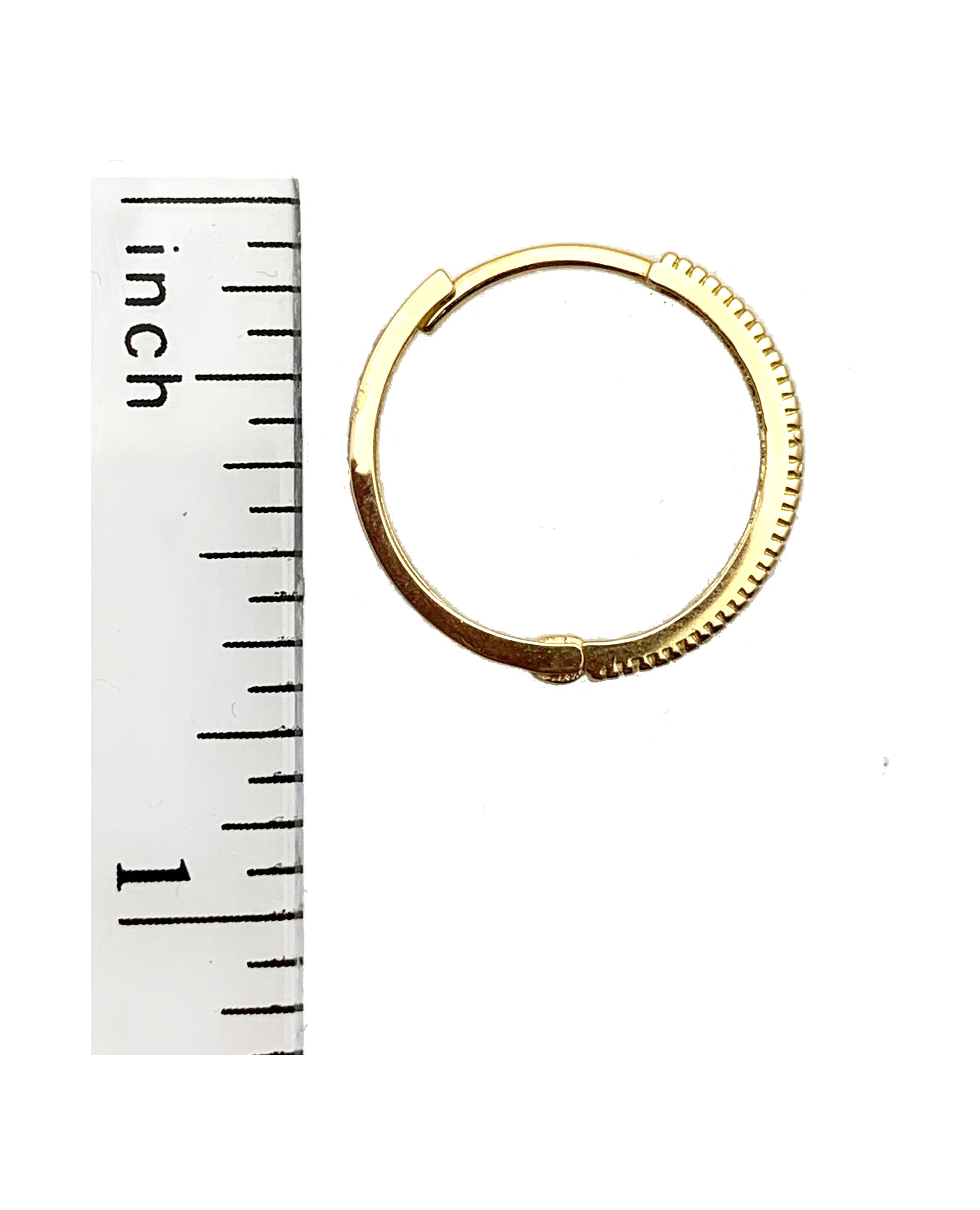 14K Yellow Gold CZ Hoop Earrings