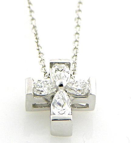 14K White Gold Diamond Cross