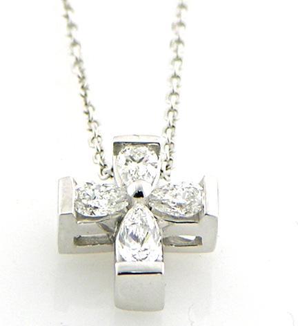 14K White Gold Diamond Cross