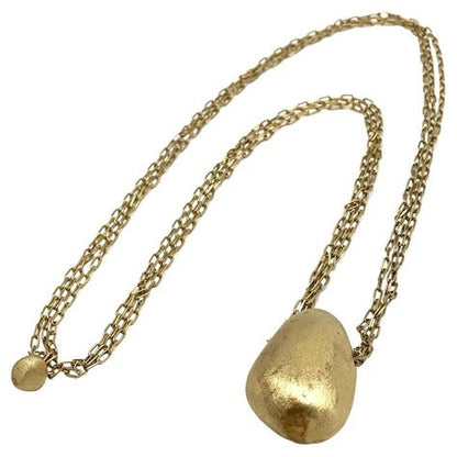 Pre-owned Vintage 18K Yellow Gold Bean Necklace with Triple Paperclip Chain