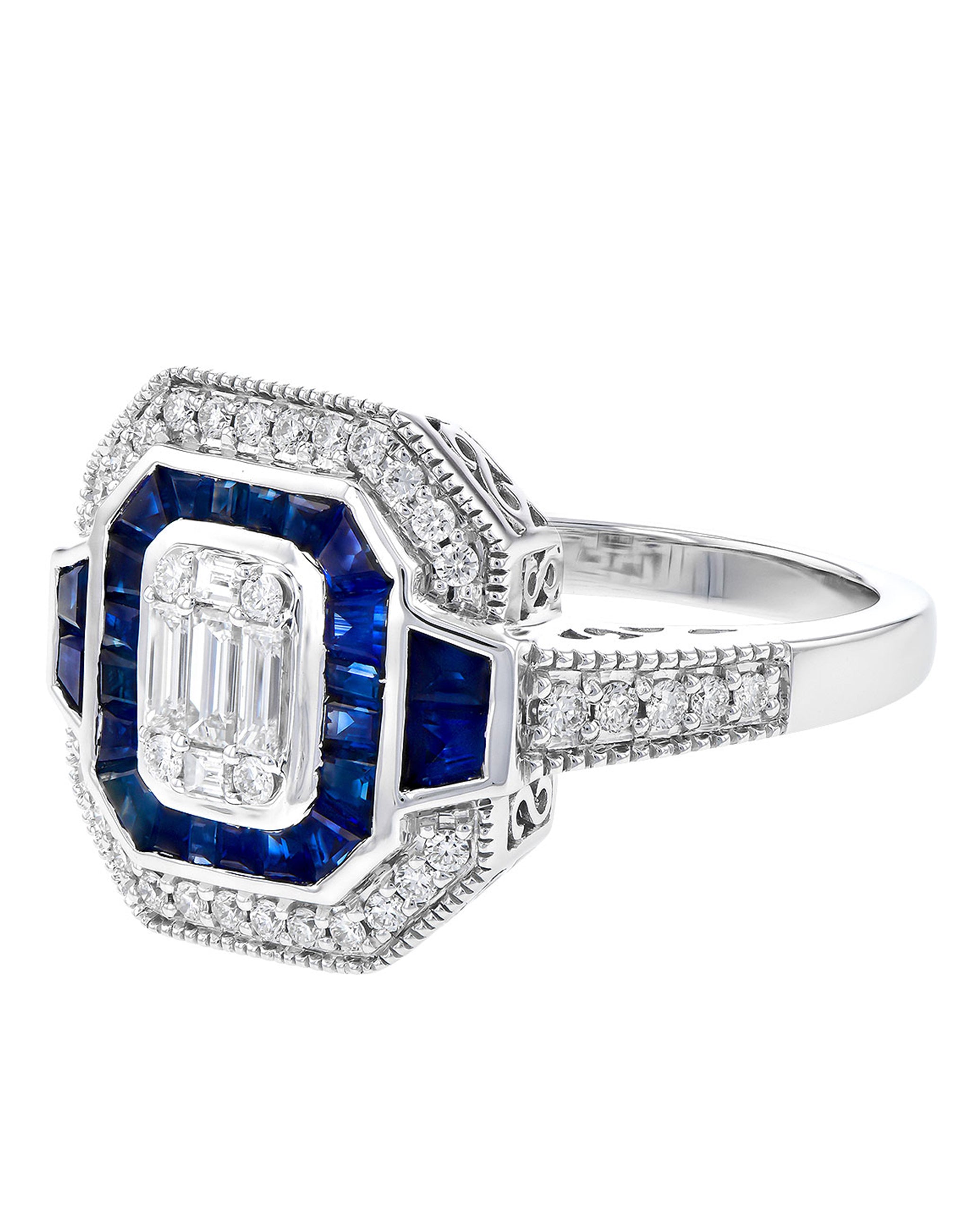 Allison Kaufman 14K White Gold Sapphire and Diamond Ring