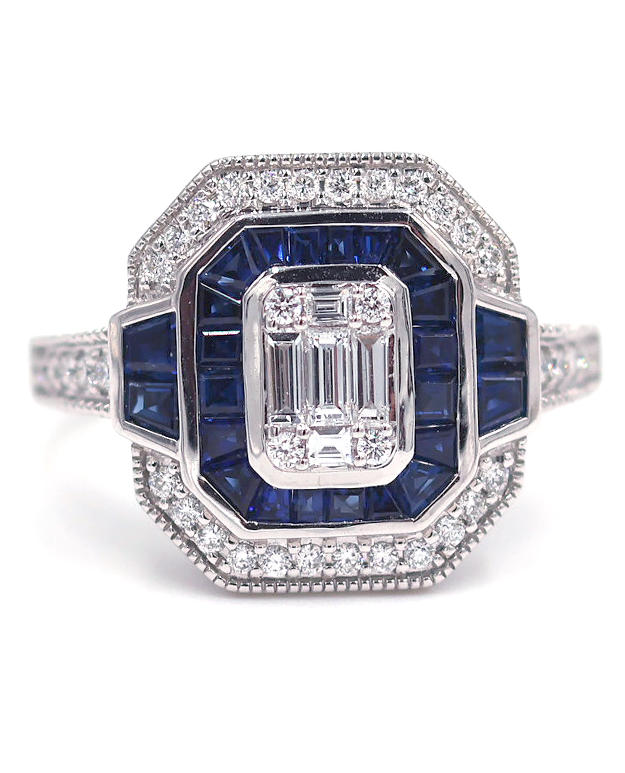 Allison Kaufman 14K White Gold Sapphire and Diamond Ring