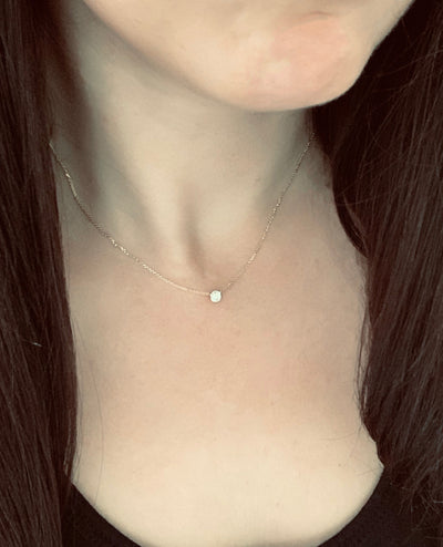 14K Yellow Gold Diamond Dot Necklace