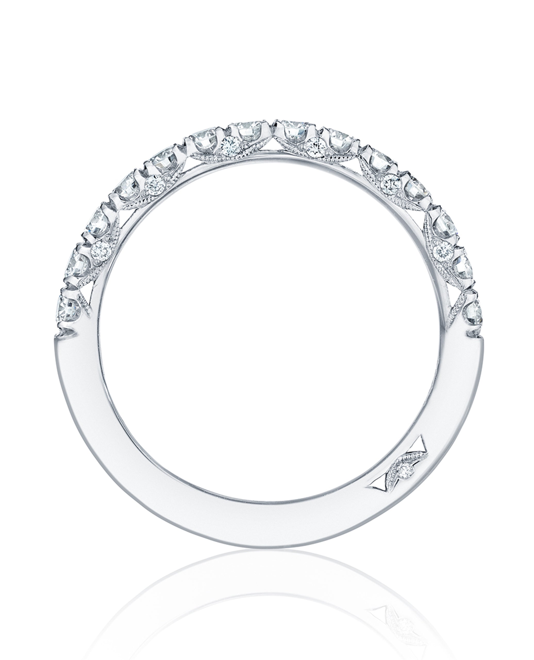 Tacori HT2545 2.5 Millimeter Band 1/2 Way Diamonds 0.65 Ct Petite Crescent Platinum Ring