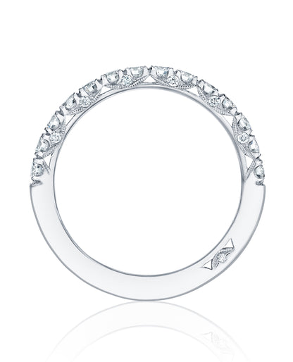 Tacori HT2545 2.5 Millimeter Band 1/2 Way Diamonds 0.65 Ct Petite Crescent Platinum Ring