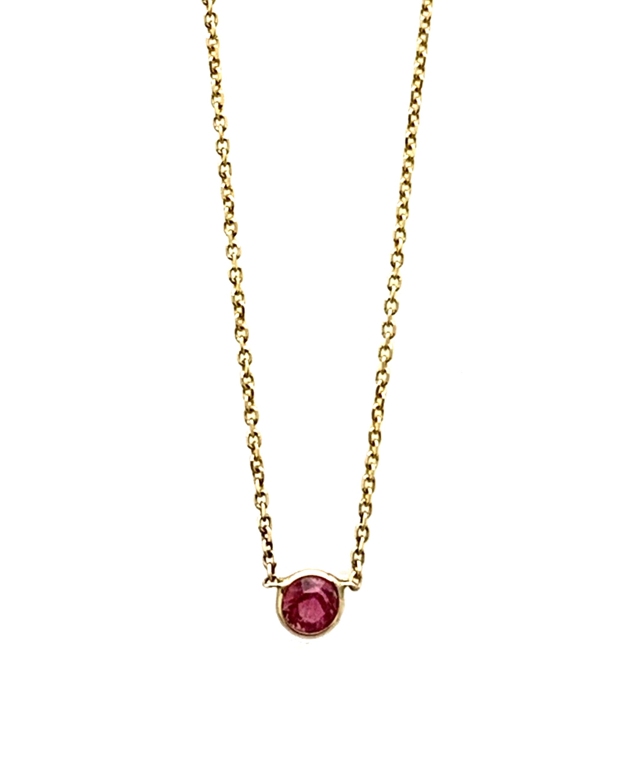 Rubellite Tourmaline Necklace in 14K Yellow Gold