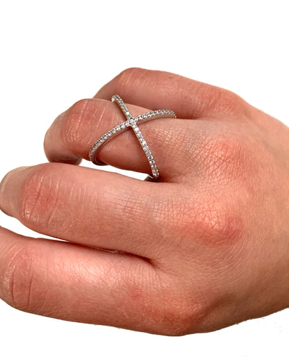 Sterling Silver Open X Ring