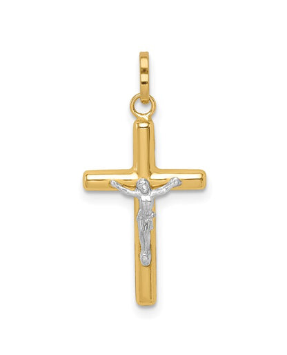 14K Two Tone Gold Crucifix