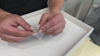 Simon G. LR2568 18K White and Rose Gold Double Flower Ring