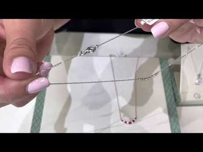 Zeghani ZP830 14K White Gold Curved Pendant Necklace with Diamonds 0.51 Carats