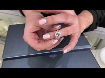 Simon G. TR484 Three Stone Engagement Ring in 18K White Gold