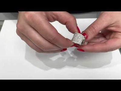 18K White Gold and 3.77 Carat Diamond Multi Row Ring with Curvature