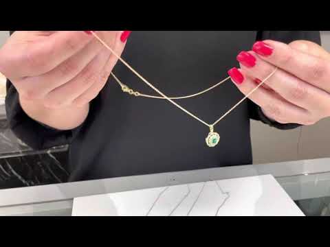 Zeghani ZP1037 Oval Emerald Necklace with Diamonds