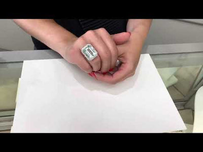 23.94 Carat Aquamarine Ring in 14K White Gold with Round Diamonds Totaling 0.52 Carats